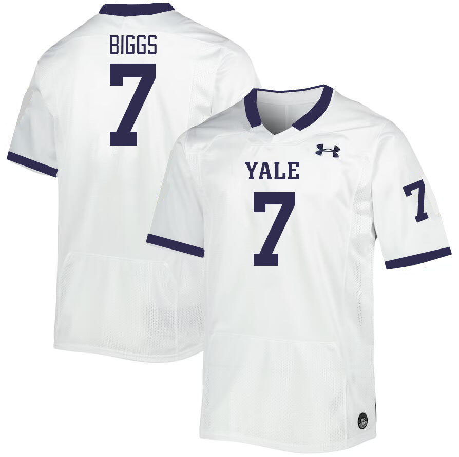 Men-Youth #7 Jacob Biggs Yale Bulldogs 2023 College Football Jerseys Stitched-White